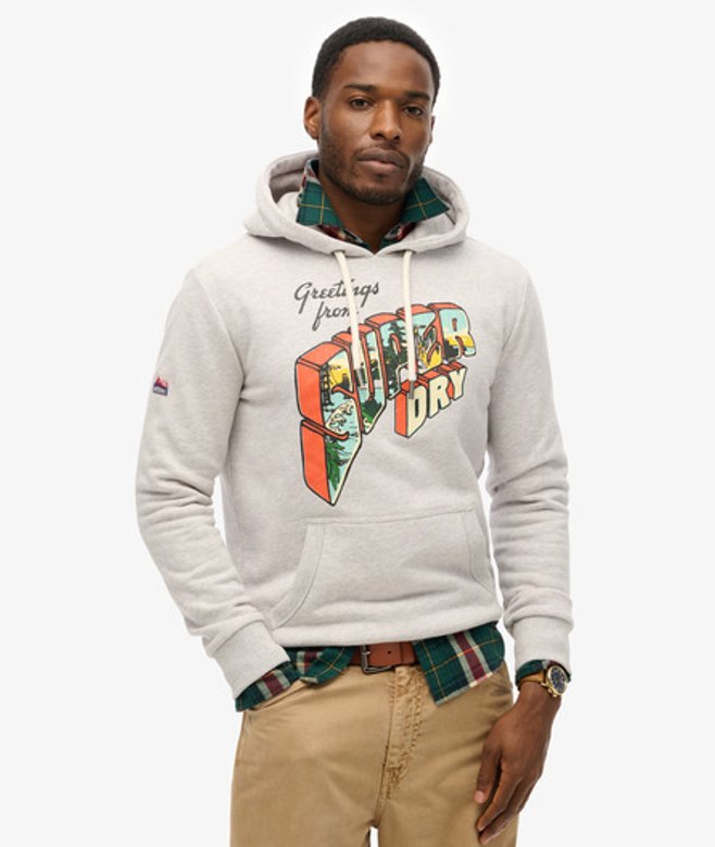 Superdry Archive Hoodie met Opdruk Lichtgrijs