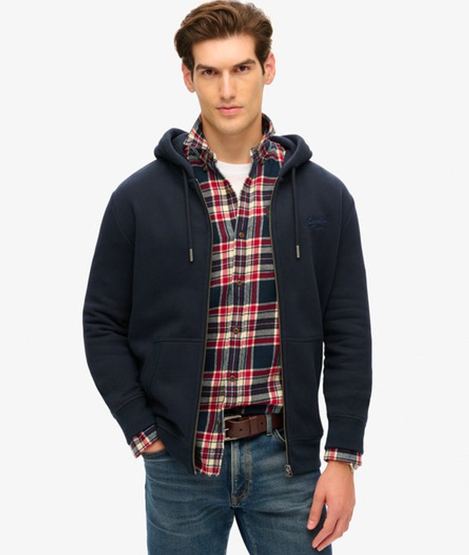 Superdry Essential Logo Hoodie met Rits Blauw