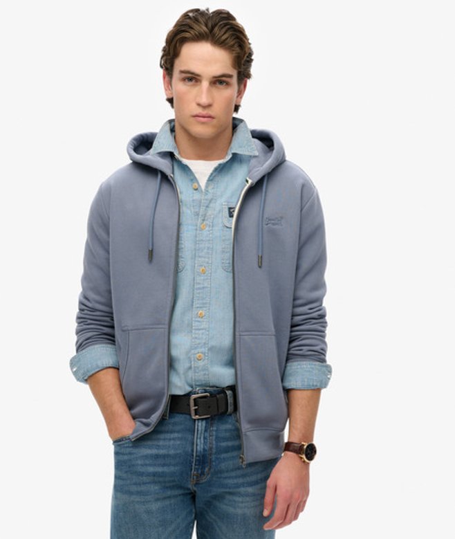 Superdry Essential Logo Hoodie met Rits Blue