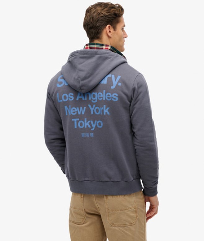 Superdry Core City Hoodie met Rits en Logo Grey