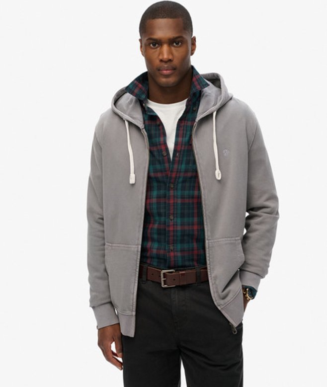 Superdry Classic Essential Hoodie met Rits Grey