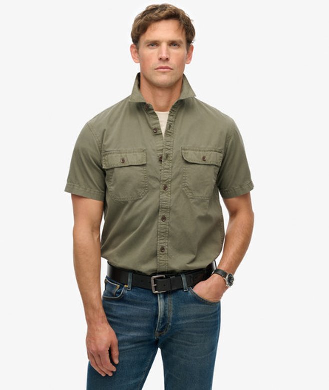 Superdry Military Overhemd met Korte Mouwen Green