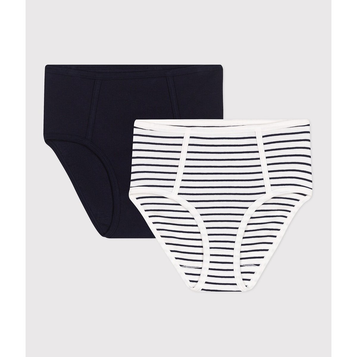 PETIT BATEAU Set van 2 katoenen slips met hoge taille