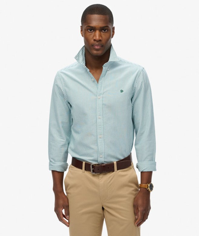 Superdry Klassiek Oxford Overhemd met Lange Mouwen Green
