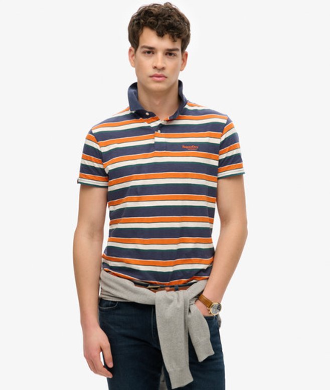 Superdry Lichte Jersey Polo met Strepen Blauw