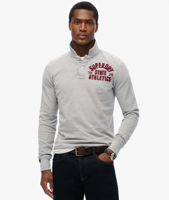 Superdry Vintage Athletic Polo met Lange Mouwen Grey