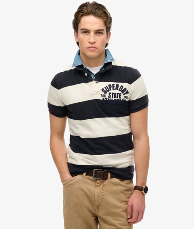 Superdry Vintage Athletic Jersey Poloshirt Blauw