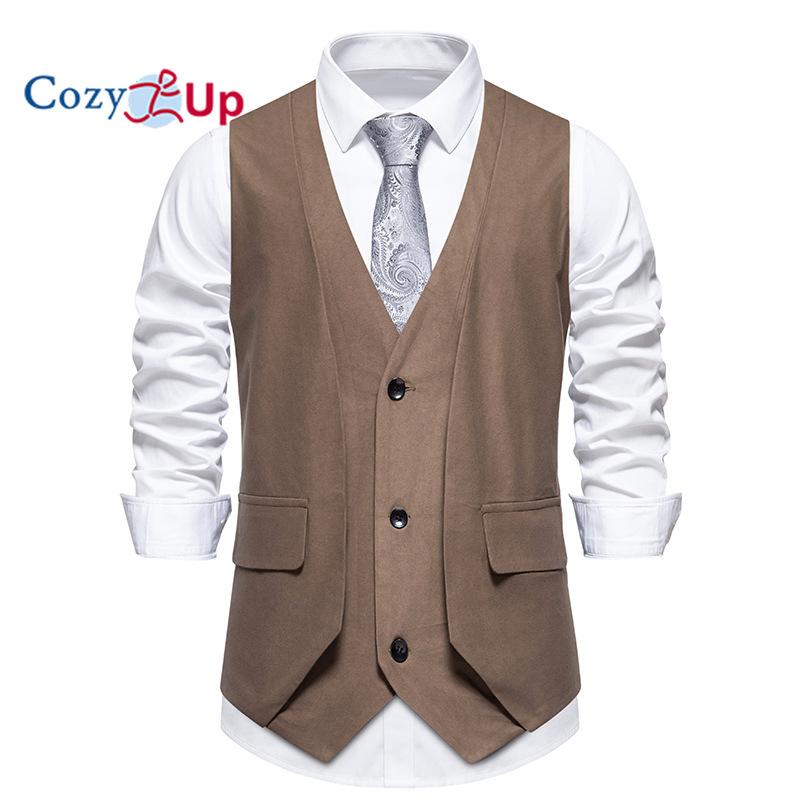Cozy  Up Cosy Up formeel mode-vest voor heren, gelaagd vest, zakelijk rokkostuum, vesten voor bruiloft L zwart