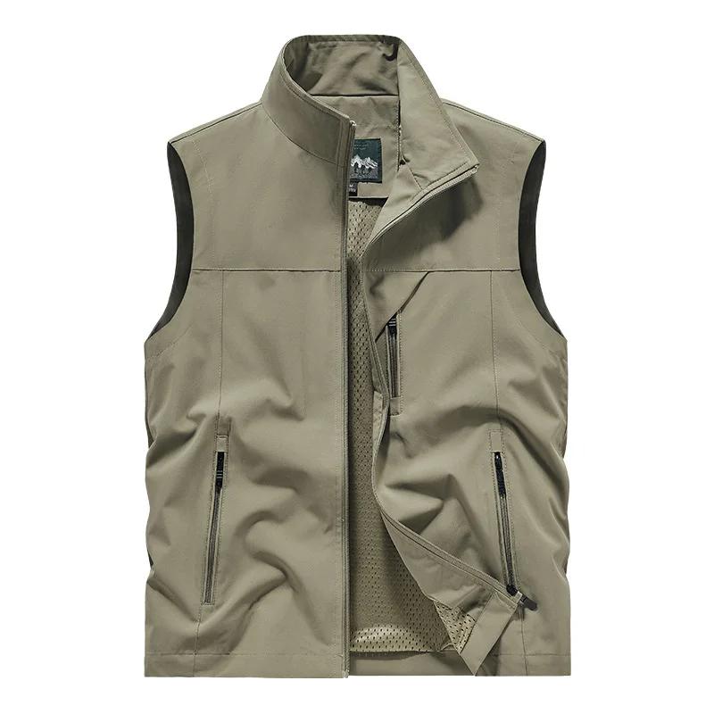 Eight Eight Men's Summer Vest Breathable Zip Sports Vest Large Size Softshell Windproof Vests 3XL