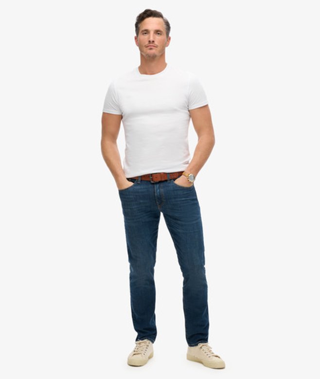 Superdry Vintage Slimfit Jeans van Biologisch Katoen met Rechte Pijpen Blauw