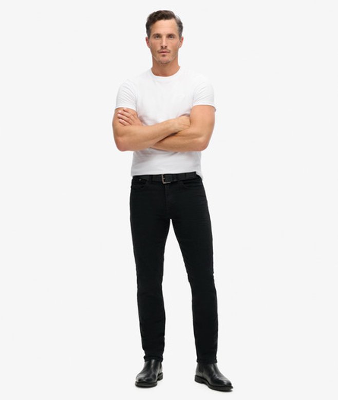 Superdry Vintage Slimfit Jeans van Biologisch Katoen met Rechte Pijpen Zwart