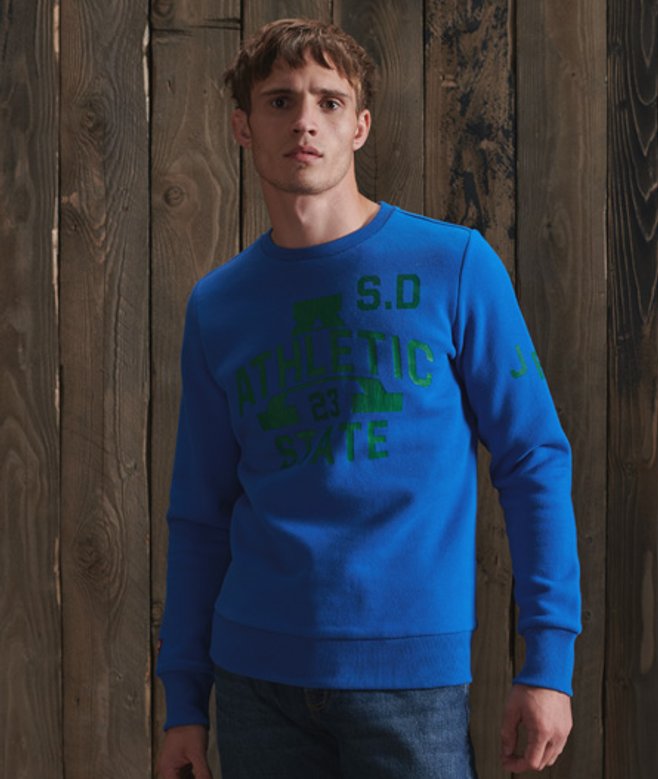 Superdry Klassiek Track & Field Sweatshirt met Ronde Halslijn Blauw