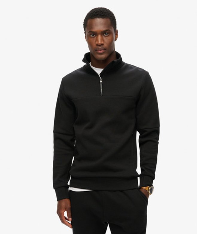 Superdry Tech Sweatshirt met Halve Rits en Losse Pasvorm Black