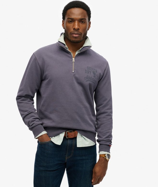 Superdry Athletic Essentials Sweatshirt met Halve Rits Purple