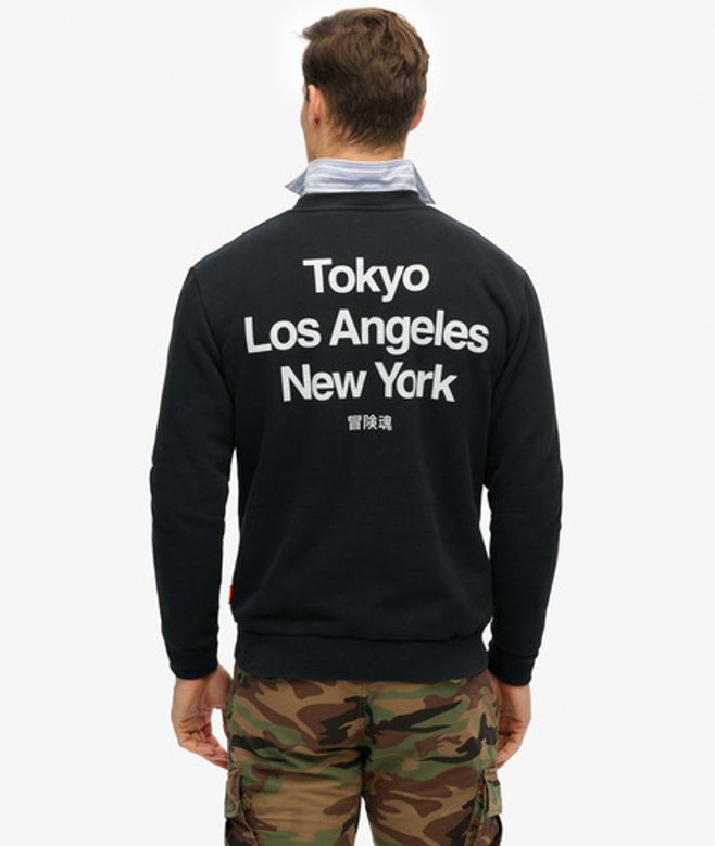 Superdry Core City Sweatshirt met Ronde Hals en Logo Black