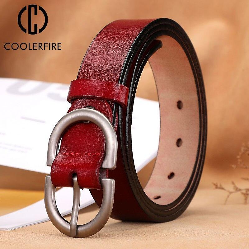 COOLERFIRE FASHION Riemen voor vrouwen Echt leer Koeienhuid Hoge kwaliteit Mode riem Jeans Damesriemen voor jurk Luxe merk Damesriem LB032-1 China&100cm kameel
