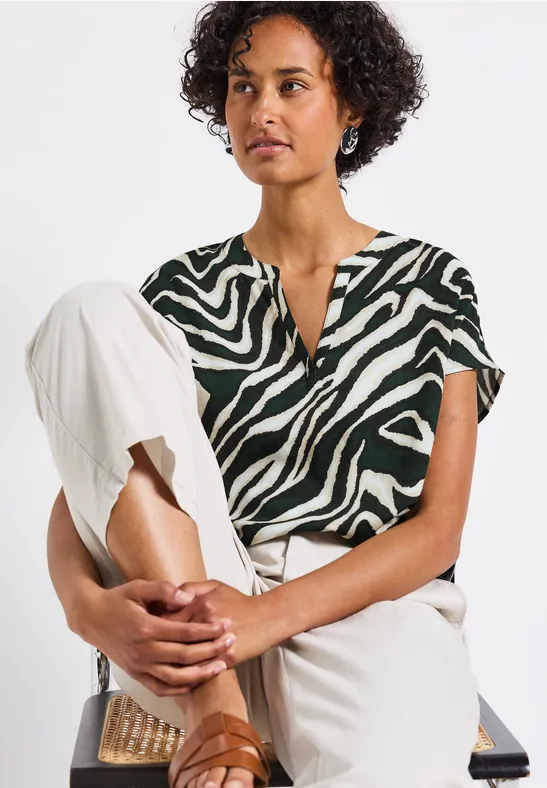 Street One Blouse met zebrapatroon