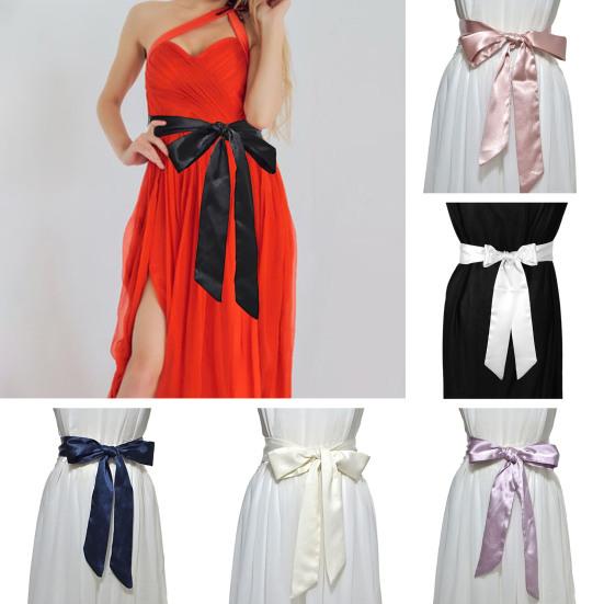 Yideyi Vrouwen riem glad satijn veter strik decoratieve riem verstelbare lengte strik ontwerp formele tailleband 1pc zwart