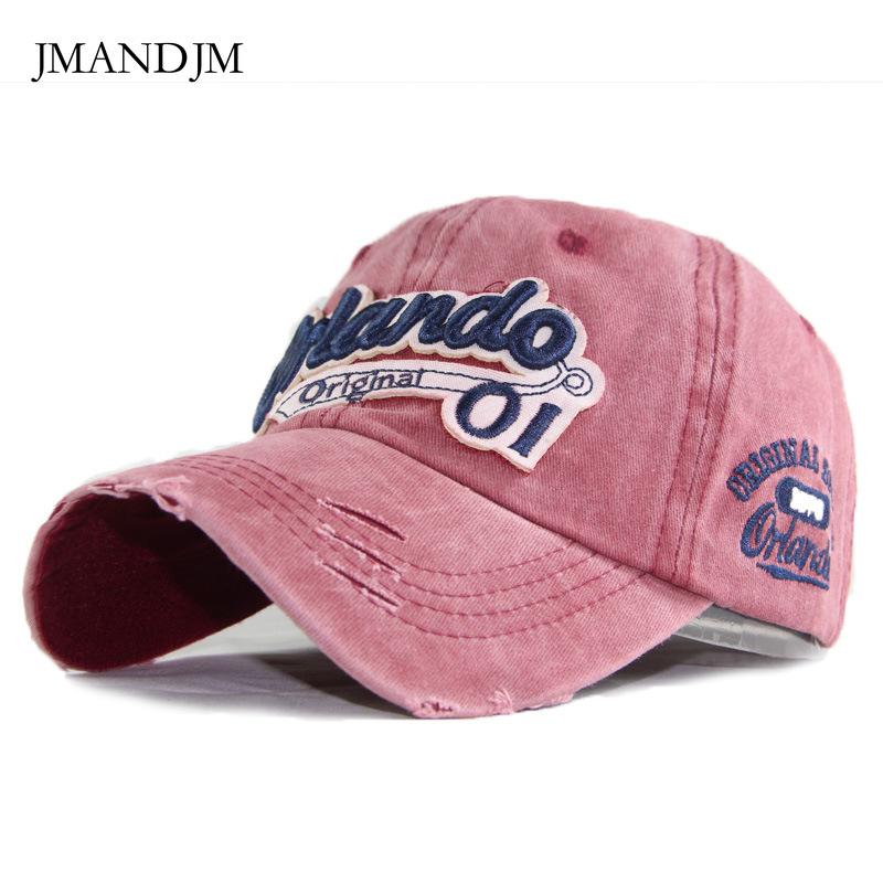 JM Hat Katoenen gewassen baseballpet orlando geborduurde patch hoed, vuur mannen- en vrouwenhoeden verstelbaar 55-60CM