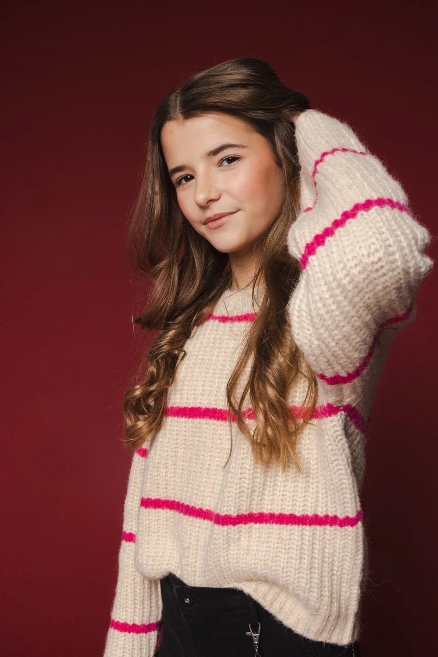 Looxs Revolution Gebreide trui pink stripe voor meisjes in de kleur
