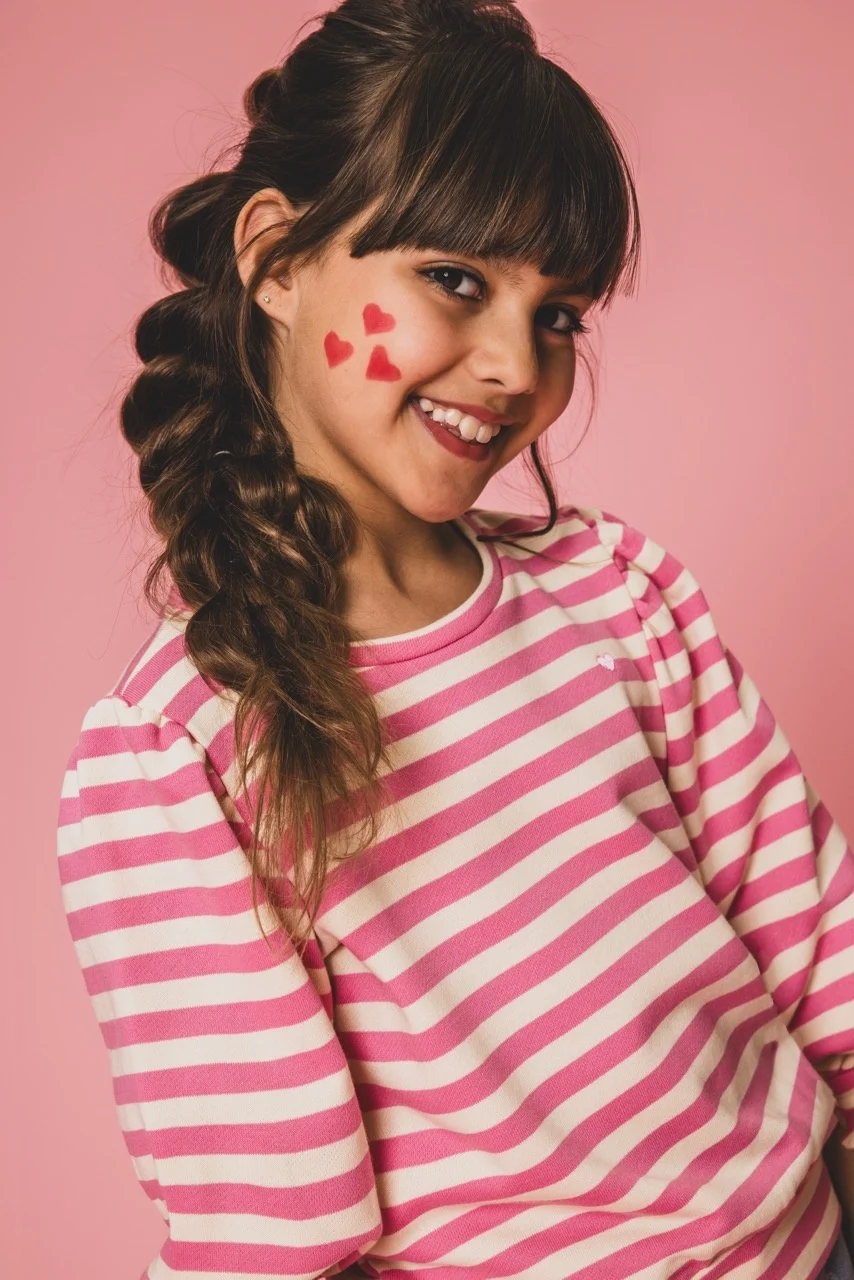 Looxs Revolution Sweater pink stripe voor meisjes in de kleur