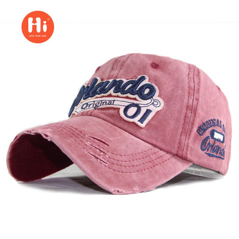 Hi Cap Katoenen gewassen baseballpet orlando geborduurde patch hoed, vuur mannen- en vrouwenhoeden verstelbaar 55-60CM