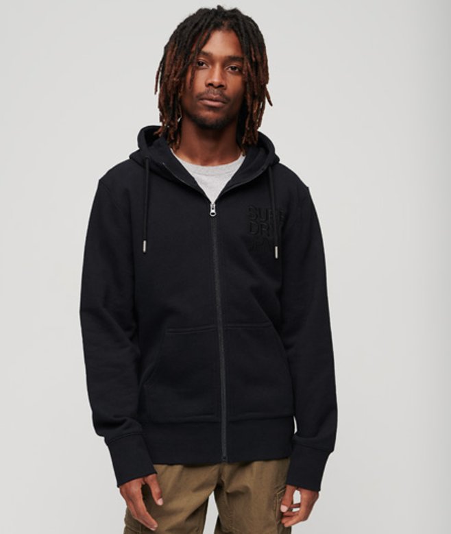 Superdry Brand Mark Hoodie met Rits Zwart