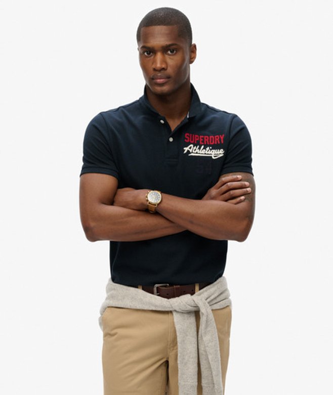 Superdry Klassieke Pasvorm Polo met Applicatie Blauw