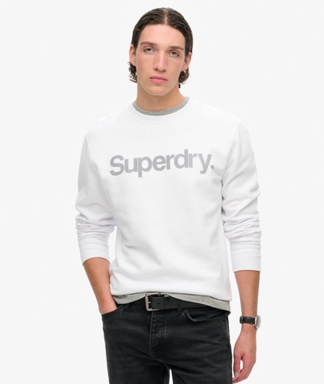 Superdry Core Logo City Sweatshirt met Ronde Hals en Losse Pasvorm White