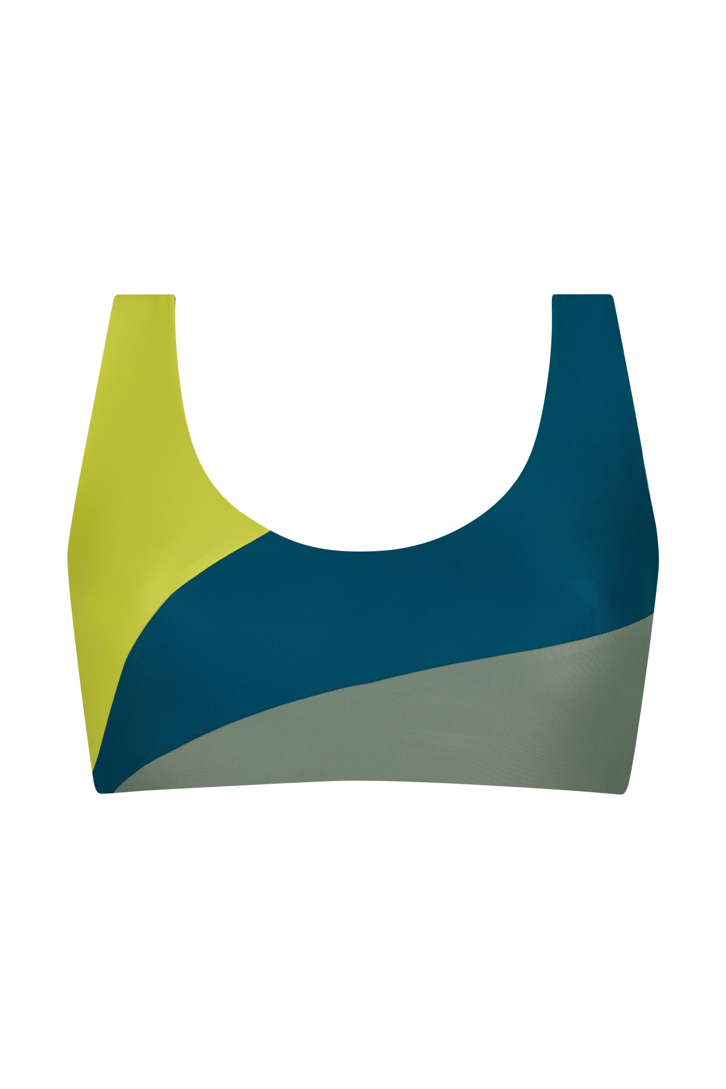 Inaska Damen vegan Bikinioberteil Reversible Pure Fushion Lime/Petrol/Khaki