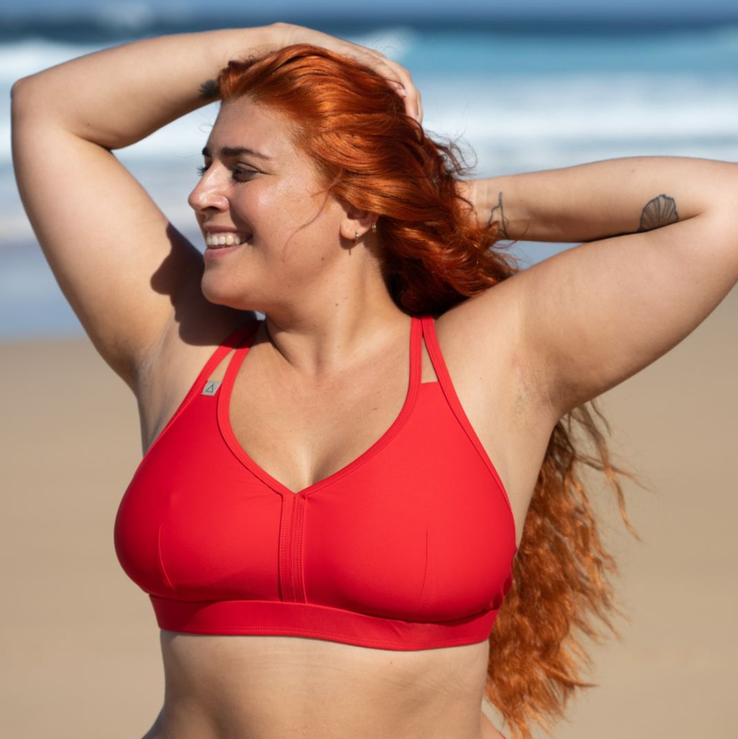 Inaska Damen vegan Sportliches Bikini-Oberteil Wild Red