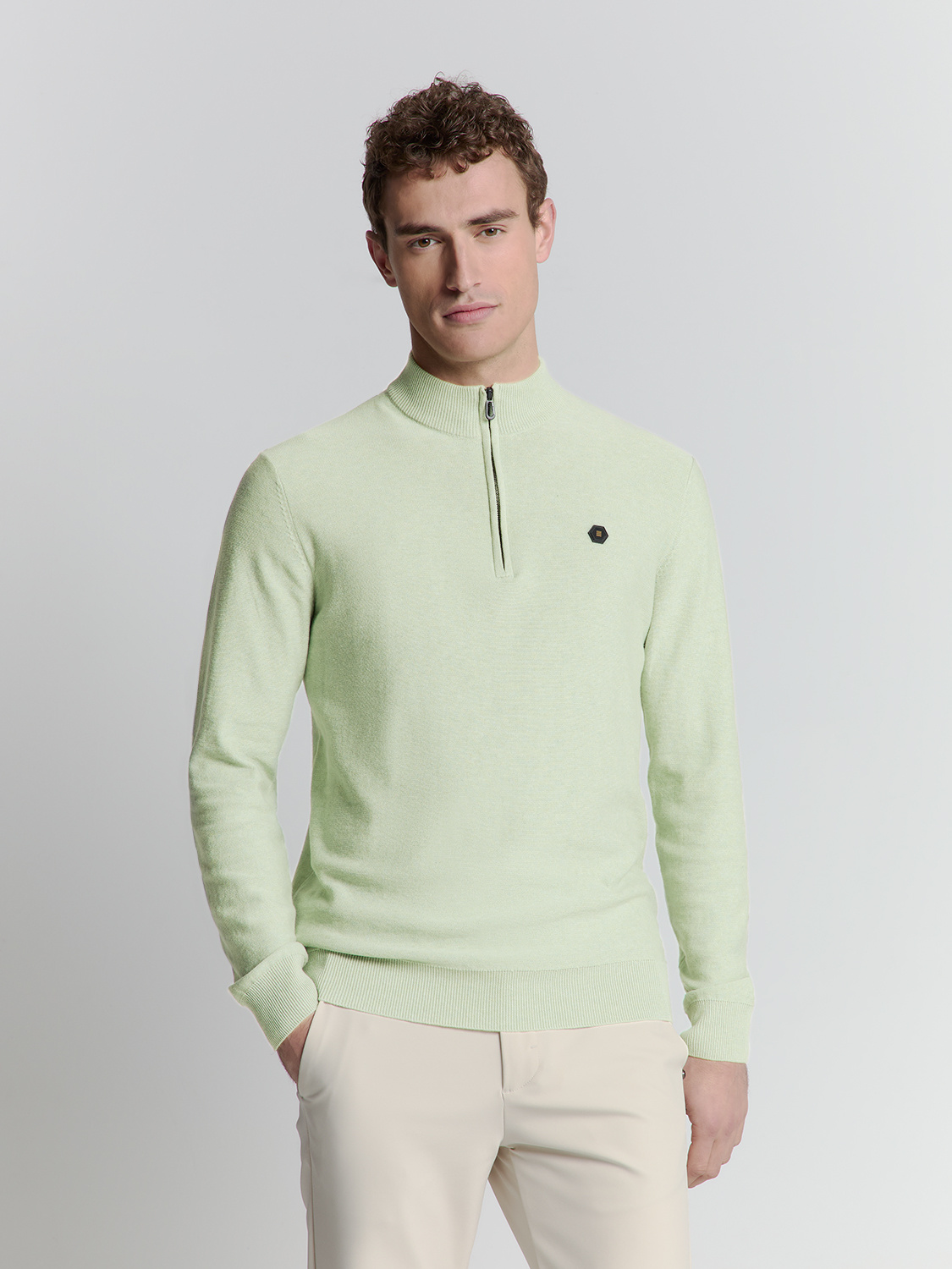 No Excess Pullover Half Zip Melange Mint 