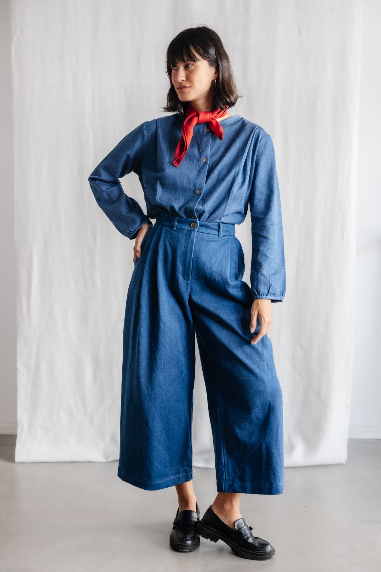 Jyoti Fair Works Damen vegan Culotte Awa Denim Blau