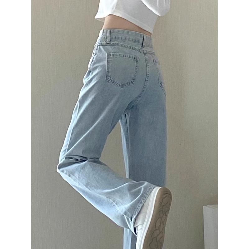 Alice Fashion Comprehensive Lichte kleur All-Match losse rechte jeans dames zomer plus size mollig meisje hoge taille afslankende wijde pijp peervormige broek 3XL