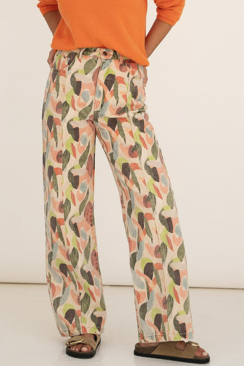 NÃ¤z Damen vegan Denim-Hose Elsa Bedruckt Multicolor