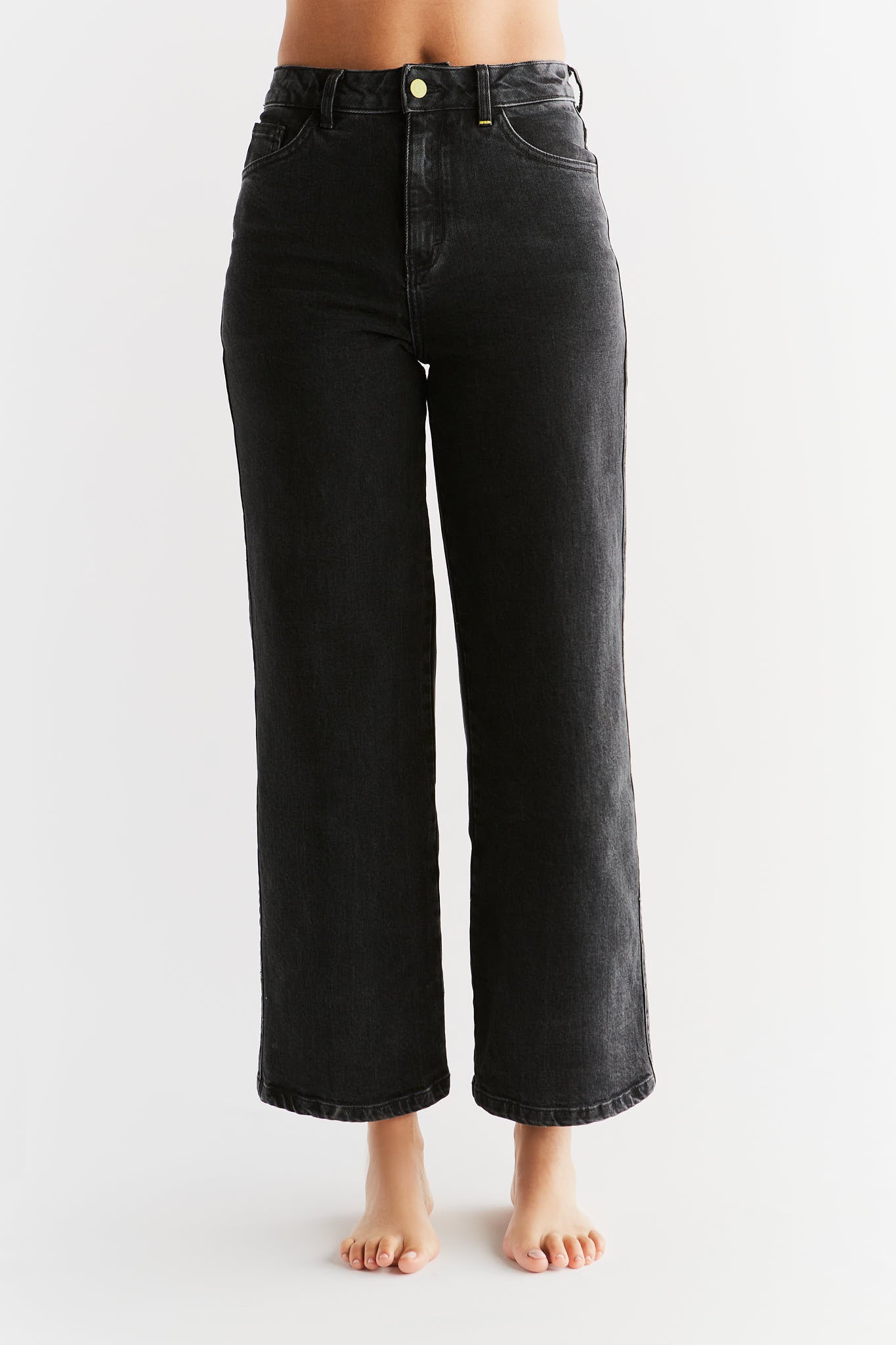 Evermind Damen vegan Jeans Wide Leg Carbon Gray