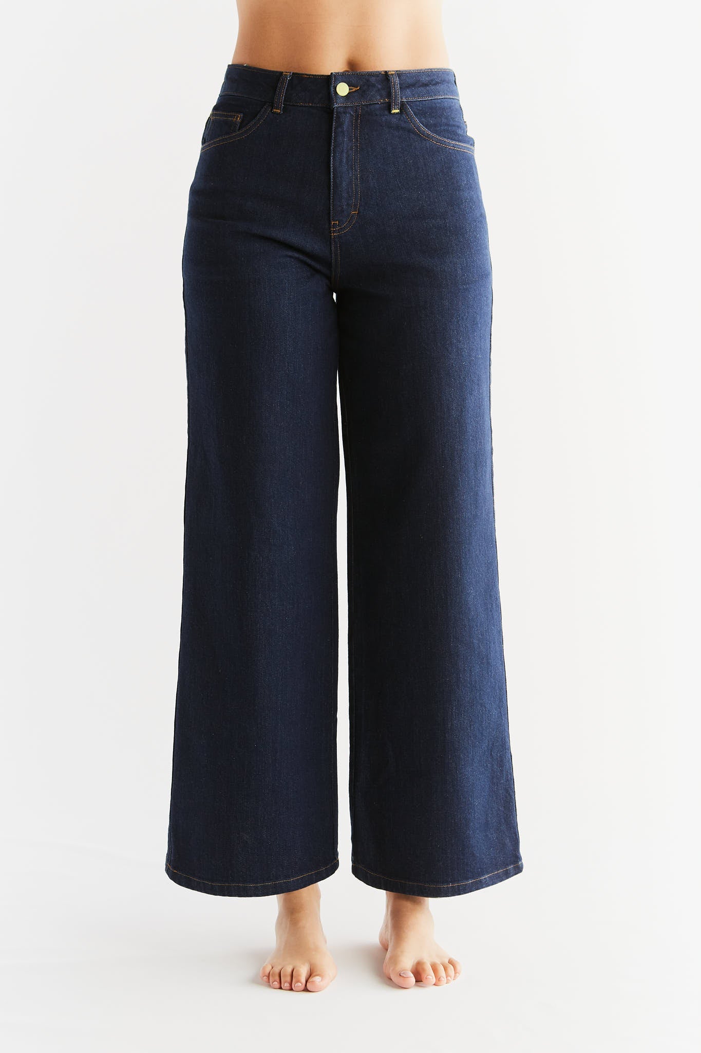 Evermind Damen vegan Jeans Weites Bein Lapis Blau