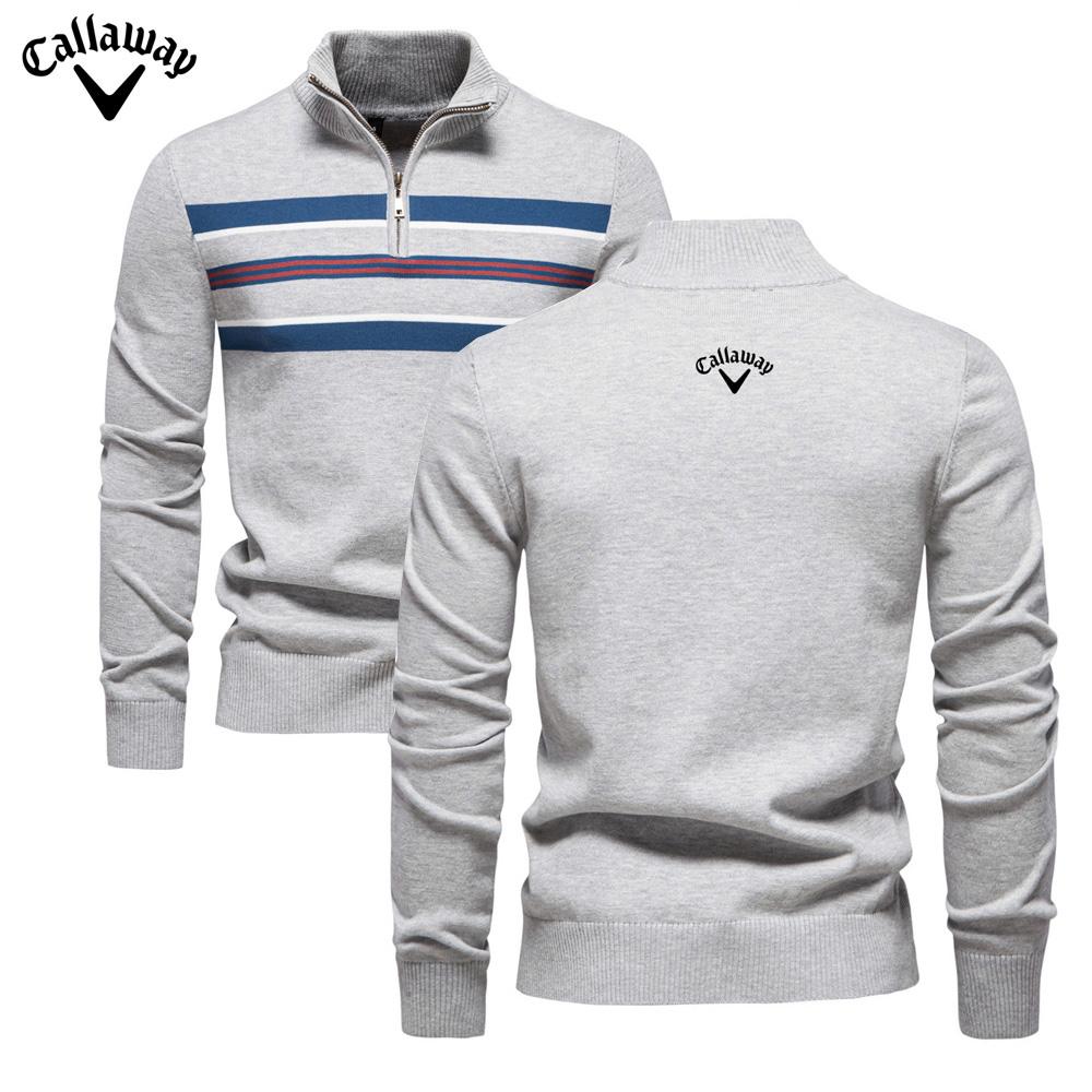 Callaway 2025 Herfst/Winter Geborduurde Nieuwe Grote Herentrui Halve Rits Gebreide Trui Casual Gestreept Herentop L