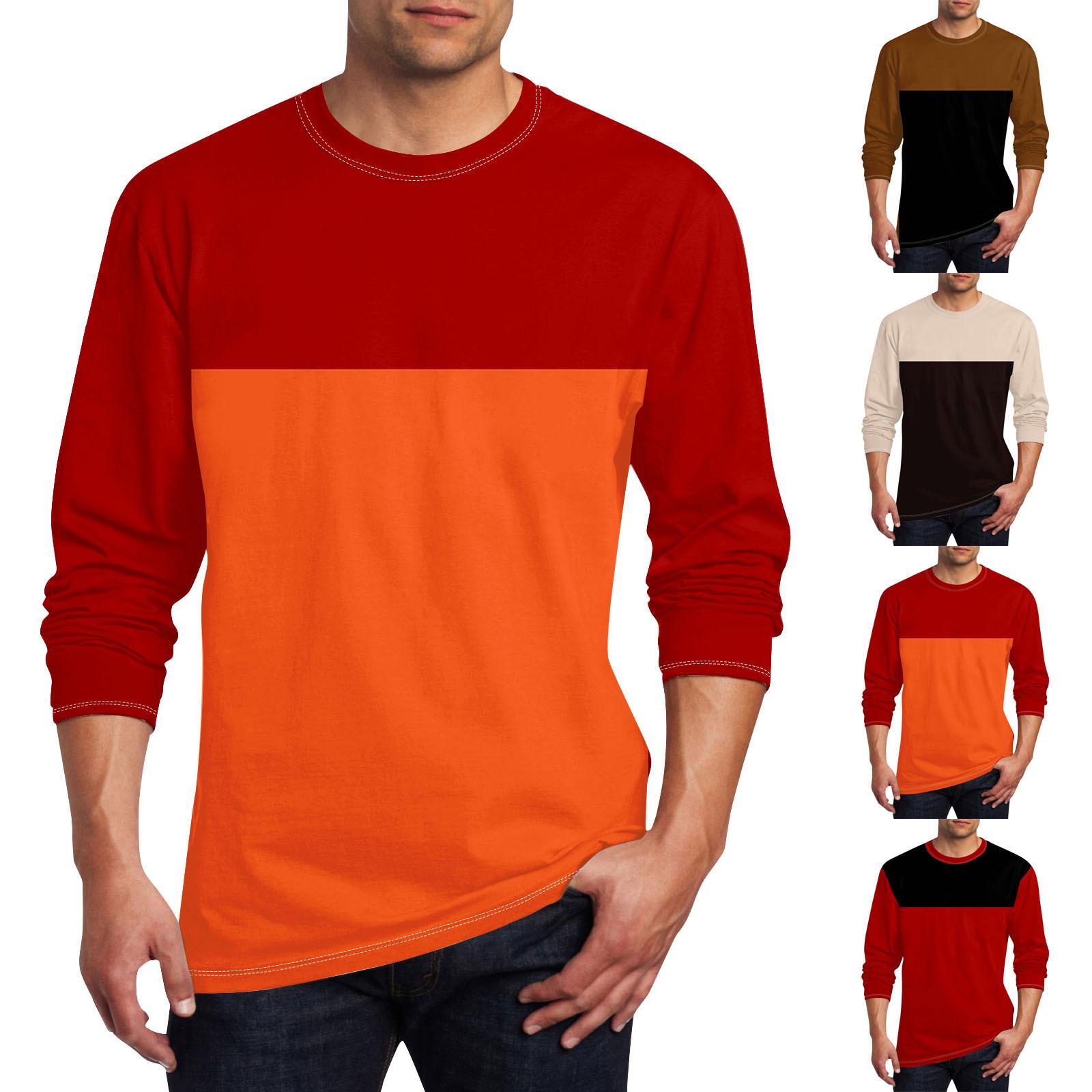 Wahaha123 Heren T-shirt O-hals Kleding Kleding Buiten Lange Mouw Print Modeontwerper Vintage M zwart