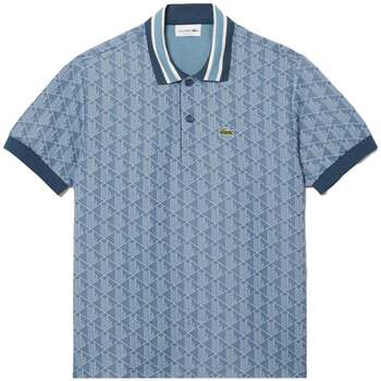 Lacoste Polo Shirt Korte Mouw  Classic Fit Monogram Jacquard Polo Shirt Blue