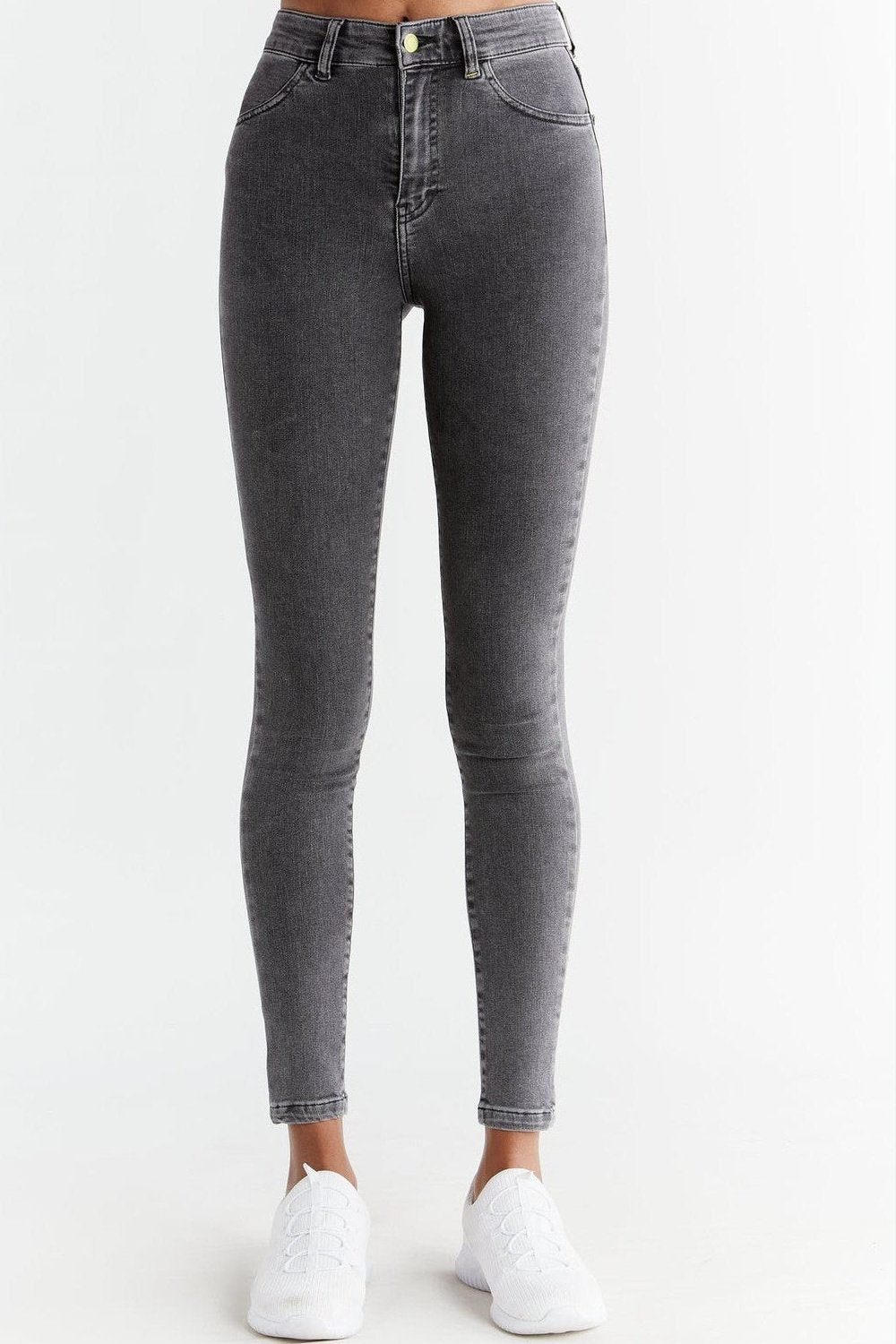 Evermind Damen vegan Jeans Skinny Fit Iron Gray