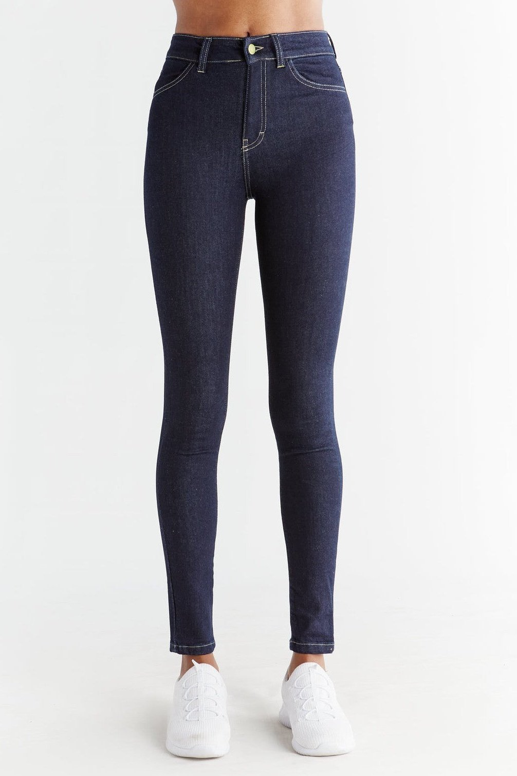 Evermind Damen vegan Jeans Skinny Fit Dunkel Schiefer Blau