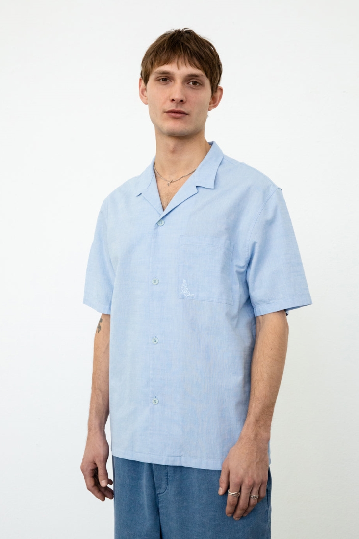 Rotholz Herren vegan Hemd Bowling Hellblau