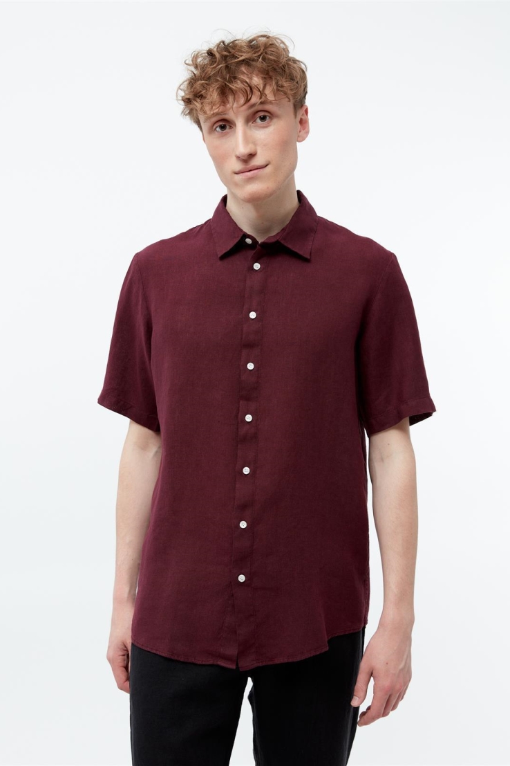 Givn Herren vegan Hemd Mit Kurzen Ã„rmeln Dylan Burgundy