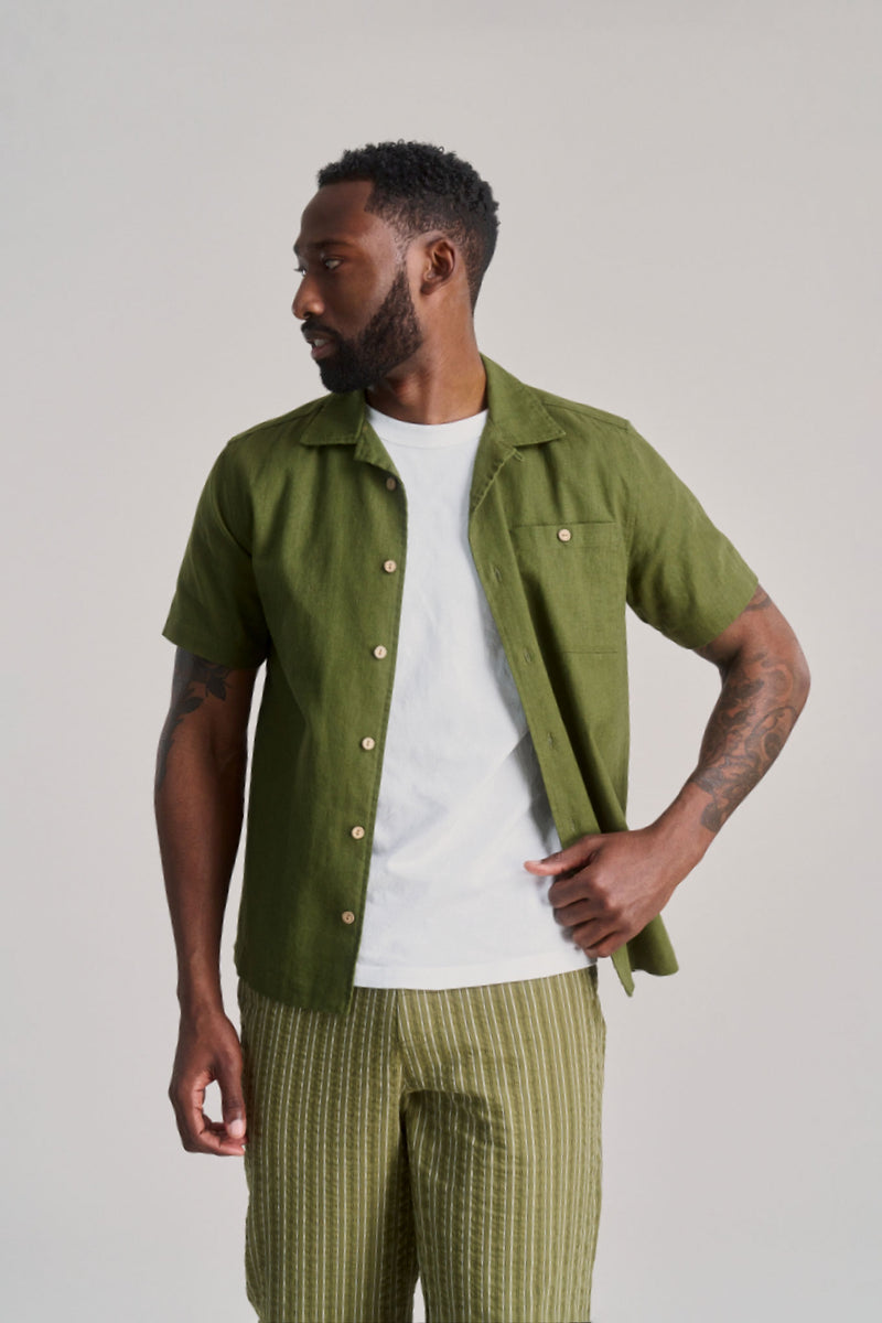 KOMODO Herren vegan Hemd Mit Kurzen Ã„rmeln Spindrift Khaki
