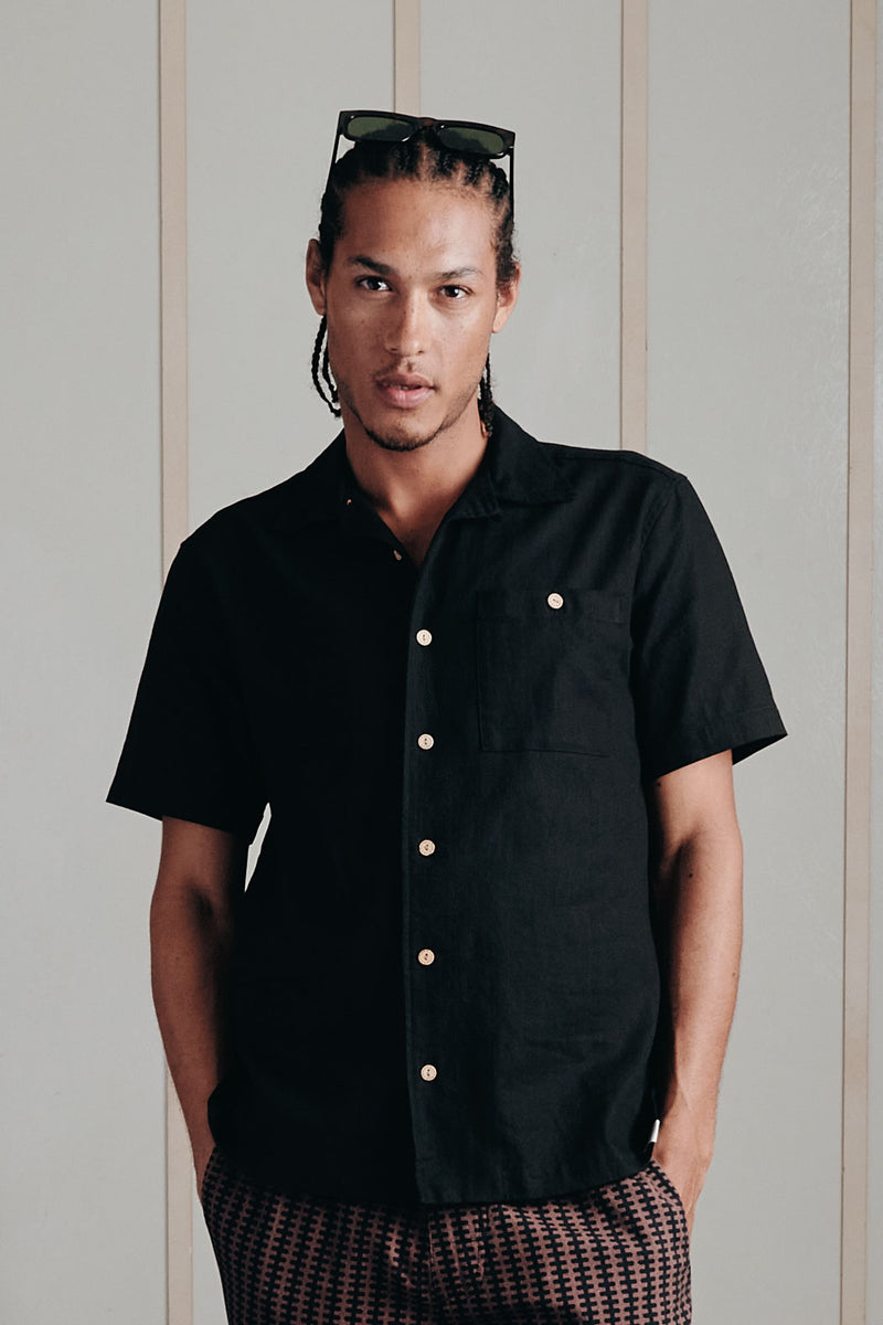 KOMODO Herren vegan Shirt Kurzarm Spindrift Schwarz