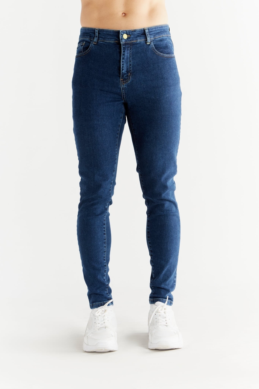 Evermind Herren vegan Jeans Skinny Fit Lapis Blau