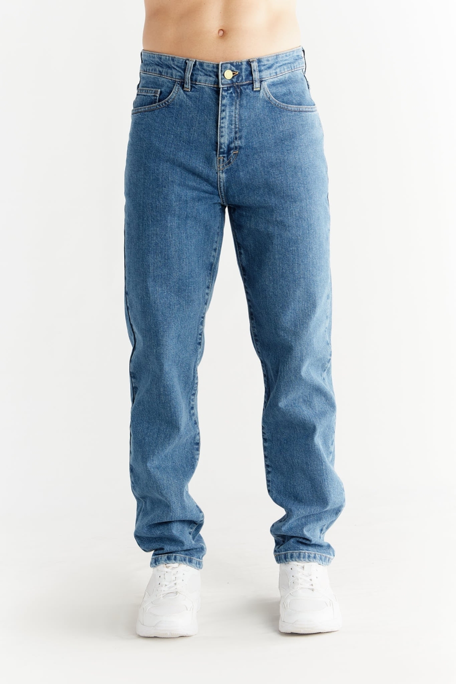 Evermind Herren vegan Jeans Straight Fit Saphirblau
