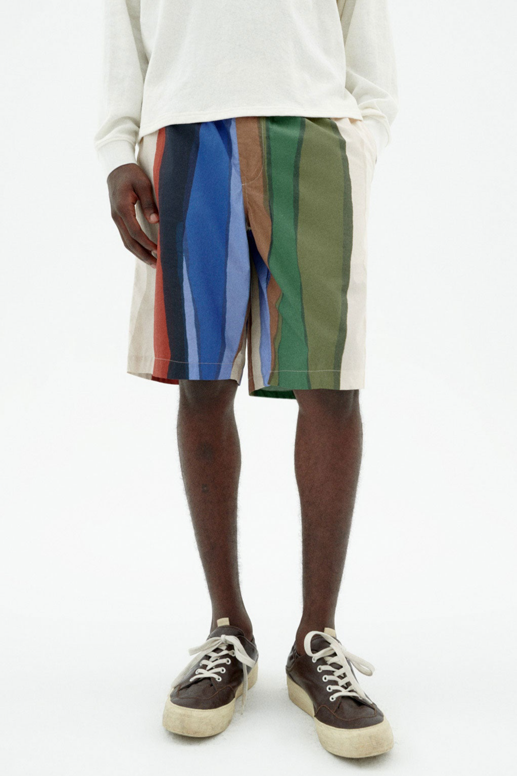 Thinking mu Herren vegan Shorts Gasper Bermuda Streifen River