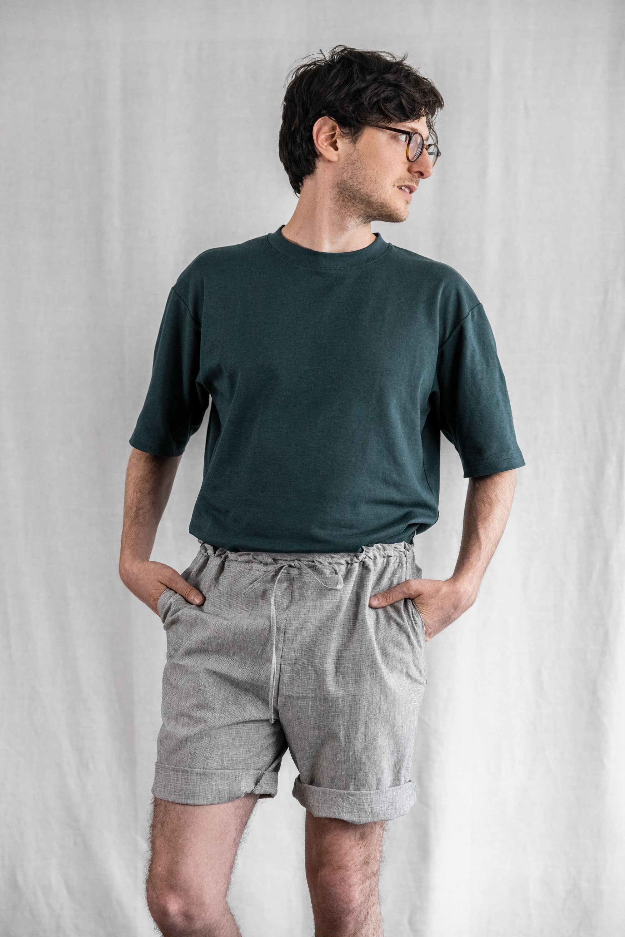 Jyoti Fair Works Herren vegan Shorts Devaki Hellgrau